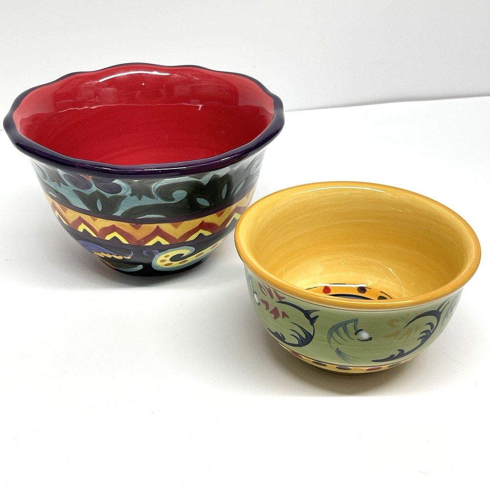 Corsica Esmeralda & Merida Collections Cereal  & Fruit Bowls Set Hand Painted